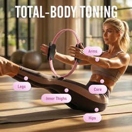JKSHMYT Pilates Ring – 14.5" Home Magic Circle Resistance Ring, for Core Strength, Yoga, Pilates & Full-Body Workouts