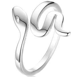 Jude Jewelers Stainless Steel Snake Style Wedding Band Promise Anniversary Statement Ring (Silver, 6)