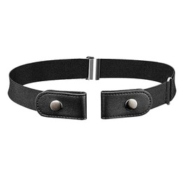 Generic Unisex Black Elastic Belt, One Size, For Men, Women & Everyone, No Buckle, Adjustable, Stretch Belt for Jeans Pants