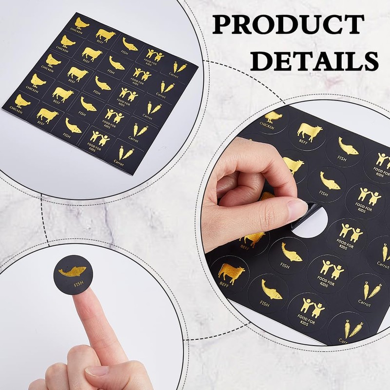 GORGECRAFT 500Pcs 1 Inch Wedding Meal Choice Stickers: Gold, Square