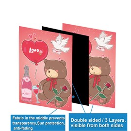 Double Sided Valentine's Day Flag Red Heart and cute Bear Valentine Garden Flag 12 x 18 Inch Valentine House Flags for Holiday Anniversary Wedding Yard Outside Outdoor