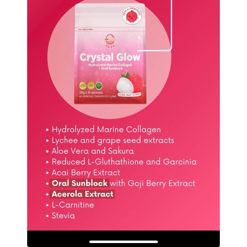 Crystal Glow Lychee 50,000mg Hydrolyzed Marine Collagen Mix - New