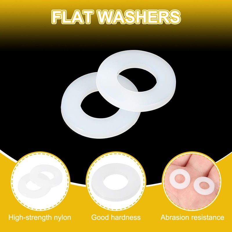 PATIKIL M8 Nylon Flat Washers, 120 Pcs 8mm ID 16mm