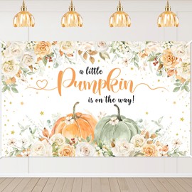Mocsicka Pumpkin Baby Shower Backdrop Fall Baby Shower Background A Little Pumpkin is On The Way Party Decoration Photo Booth Props (6x3.6ft)