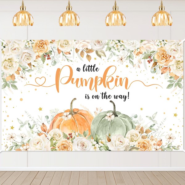 Mocsicka Pumpkin Baby Shower Backdrop Fall Baby Shower Background A