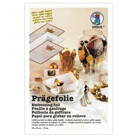 Ursus 16830099 - Pellicola in Rilievo, 6 Fogli in 3 Diversi Colori, Circa 20 x 30 cm, 70 µ, Stampata su Entrambi i Lati, Ideale per Decorare Biglietti, Scrapbooking o Regali