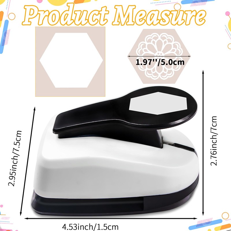 Hexagon Paper Punch, HexagonPunches for Paper Crafts, 1.97 Inch HexagonHole