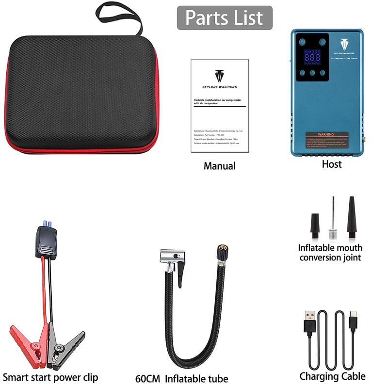 Jump Starter with Air Compressor Battery Booster Power Pack,Powerbank,Portable Electric