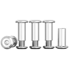 Drenky Connecting Screws M4 Stainless Steel Screws Sleeve Nuts 10 Sets Barrel Nuts Kit M4 X 20mm Hexagon Furniture Bolts Flat Hex Bolt for Bed, Door, Table, Chair, Worktop, Cabinet