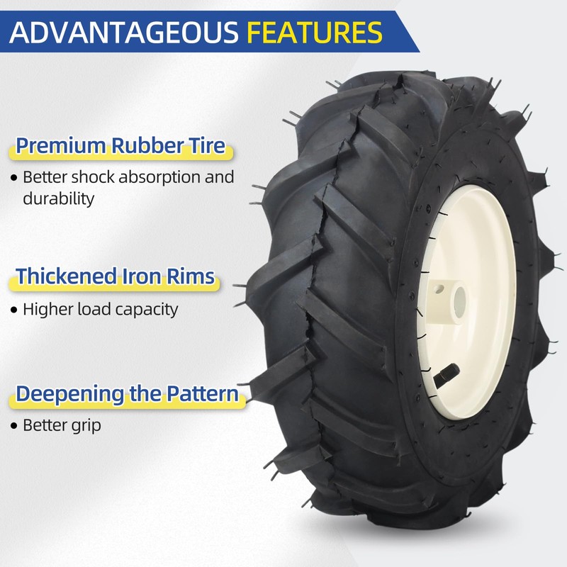 GICOOL 13x5.00-6" Tiller Tire and Wheel, 【3/4" Axle Size】, 3-1/8"