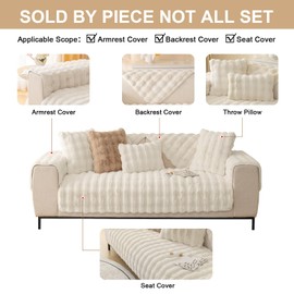 ShowyLive Sofa Covers 1 2 3 4 Seater Couch Covers,Thick Corner Sofa Slipcover L Shape Chaise Longue Furniture Protection for Living Room- Super Soft Armrest/Backrest Covers (Beige, 35 * 35 inch)