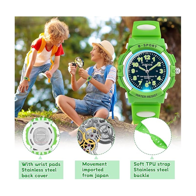 Juboos Kids Watch Analog for Boys Girls, Childrens Waterproof Soft
