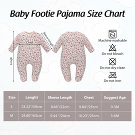 LAT Newborn Baby Winter Romper 3-6 Months, Warmer Snowsuit Jumpsuit 100% Cotton Winter Outfits Set for Boys Girls, Flowers