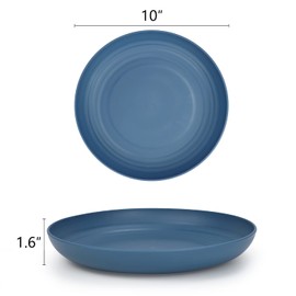 Homienly Deep Plates 6 PCS Reusable Dinner Plates Alternative for Plastic Plates Microwave and Dishwasher Safe Wheat Straw Plates for Kitchen Unbreakable Kids Plates with 6 Colors (10 INCH)