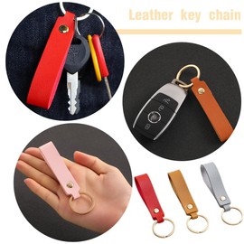LYQNIHOB Pack of 8 Leather Key Rings Including Anti-Lost Ring for Car Keys, High-Quality Faux Leather, for Men and Women, Random Colour, multicoloured