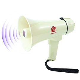 Roar of Lion Bullhorn Megaphone with Siren & Volume Control/Recorder - Waterproof 15W Reliable and Consistent Performance, 350-sec Voice Recording with Maximum Range 765Yards, (White)