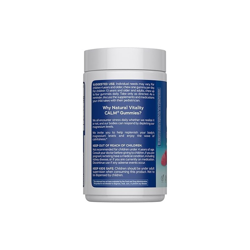 Natural Vitality Calm, Suplemento de citrato de magnesio, gomitas antiestrés,