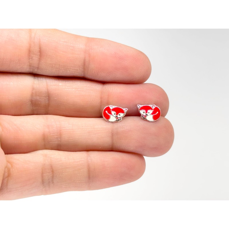 Sleeping Fox Earrings 925 Sterling Silver