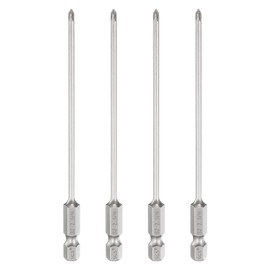 HARFINGTON 4pcs #0 Phillips Screwdriver Bit PH0 1/4" Hex Shank 4.3" (110mm) Long 0.1" Rod Magnetic Cross Head Drill Bits S2 Steel Industrial Screw Driver Bit for Electric Power Tools, Gray
