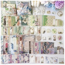 Ta Merry Collage Material Design Paper Assortment Retro Material Paper Background Paper Stationery Notebook Memo Sticker Paper Large Capacity Stylish Cute Vintage Classic Flower (Flower Story)