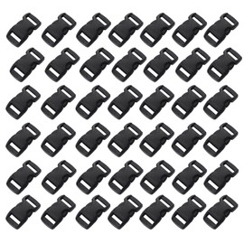 Vin beauty 100 Pack 3/8 Inch Paracord Bracelet Clips Curve Contoured Black Plastic Quick Side Release Buckles for Paracord Bracelets Backpack Dog Collar Straps Webbing Sewing Accessory, Black, 3/8 Inch