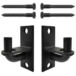 2 Pack Wall Mount Gate Hinges with Screws, Heavy Duty Farm Gate Hinges, Chain Link Fence Gate Hinges Fence Post Chain Link Gate Hinge with 5/8 Hinge Pin Black