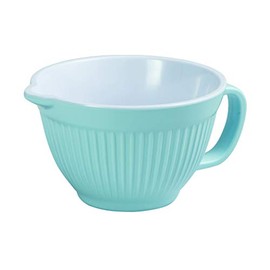 Avanti Ribbed Mixing Bowl with Handle and Spout, 1 Litre Capacity, Duck Egg Blue/White