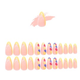 Petal Parade Press-On Nails – Glossy Pink French Tips, Medium Long Fashion False Nails, Reusable 24-Piece DIY Kit with Nail Glue & Tabs – No Damage, Salon Look at Home