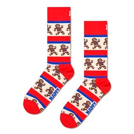 Happy Socks Unisex Gingerbread Stripe Socks, Red, 3-7, red