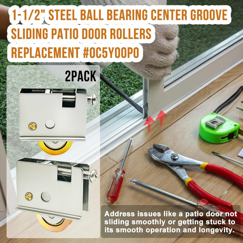 2 Pack Sliding Patio Door Rollers Assembly Replacement for Pella