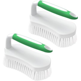 Scrub Brush for Cleaning Comfort Grip Shower Scrubber Stiff Bristles with Handle Heavy Duty Cleaner Brush for Tub Sink Carpet Floor - Pack of 2 (Green+Green) - Color: Green+green, Size: 2-Pack