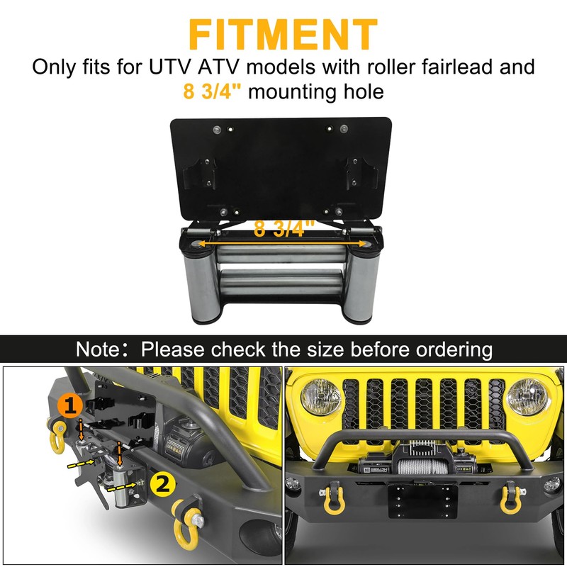 PSLER Fairlead Mounted Flip-Up License Plate Bracket for UTV ATV