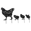 4Pcs Hen Chicken Silhouette Hollow Stake Design Cute Hen Chicken
