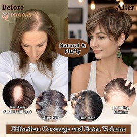 PHOCAS Short Hair Toppers for Women with Thinning Hair Topper with Bangs Heat-Resistance Synthetic Wiglets Hairpieces for Daily Wear