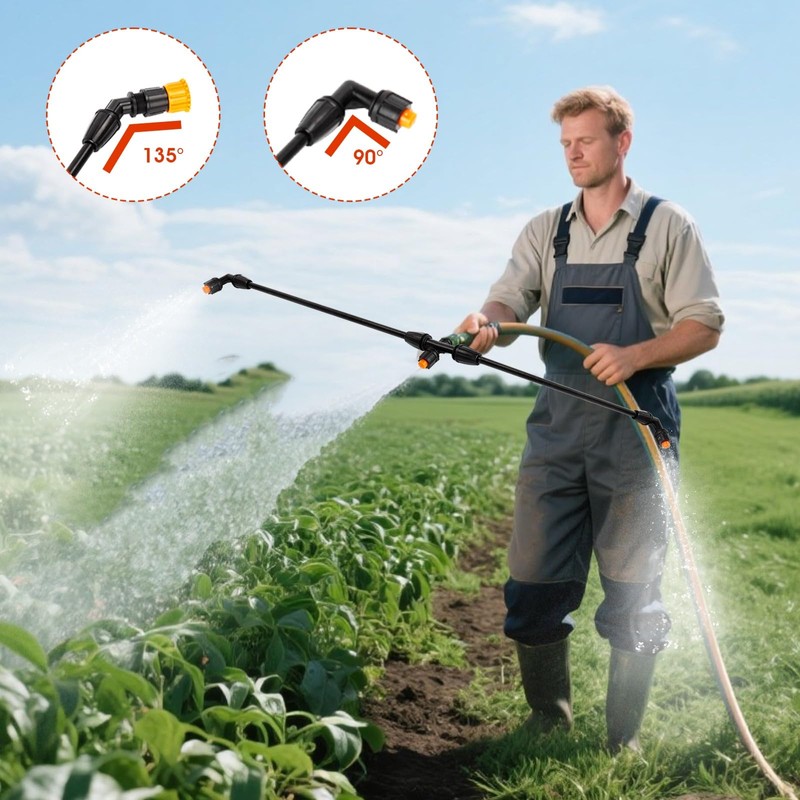 4 Nozzles Poly Spray Boom Wand with 1/4" Brass Fitting,