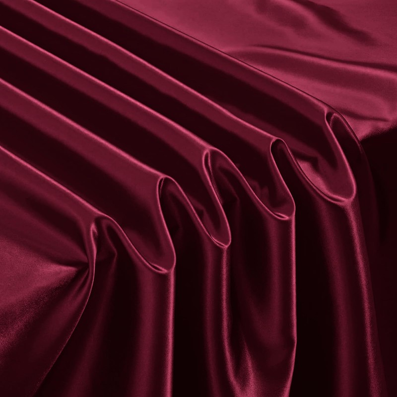 Horbaunal Burgundy Satin Tablecloth 60 x 84 Inches Rectangle Table
