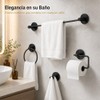 Juego 4 Piezas Accesorios de Baño Sin Taladrar, SUS304, Negro