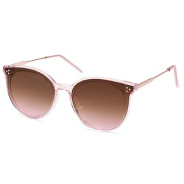 SOJOS Classic Round Sunglasses Womens Mens Trendy Oversized Shades Retro Vintage Sunnies SJ2068, Clear Pink/Gradient Grey&Pink