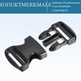 QUARKZMAN 3.5 cm Wide Plastic Buckle x 1 Flat Side Quick Release Buckle Clip for Webbing Backpack Black