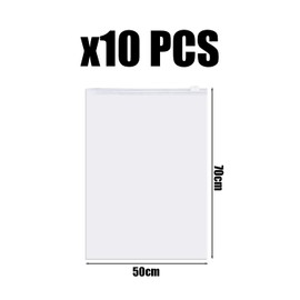 10 Transparent Plastic Bags, Transparent Storage Bags, Clothes Storage Bags with Zip (Transparent Colour)