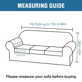 H.VERSAILTEX 4 Piece Stretch Sofa Covers for 3 Cushion Couch Covers for Living Room Furniture Slipcovers (Base Cover Plus 3 Seat Cushion Covers) Feature Upgraded Thicker Jacquard Fabric (Sofa, Sage)