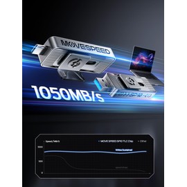 MOVE SPEED 512GB High-Speed 1050MB/s Read Pro Solid State Drives - Dual Ports USB 3.2 +Type C for Mac iOS Android Creators & Photographers
