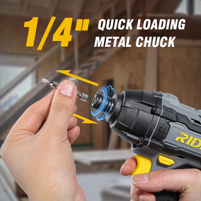 RIDA Cordless Brushless Impact Driver 180N.m, 20V Electric Impact Drill/Driver