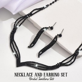 Fashband Crystal Bridal Jewellery Set Silver Rhinestone Necklace Earrings Costume Bride Party Jewelry for Women, Faux Pearl, No Gemstone