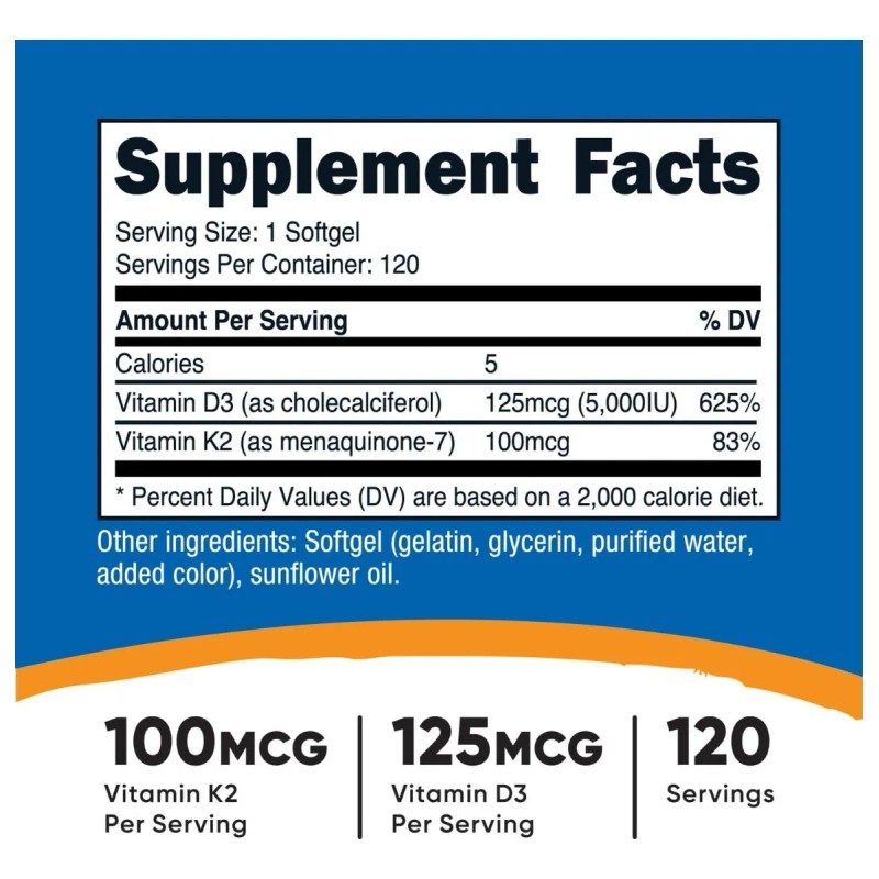 Vitamina D3 5000iu K2 Importada