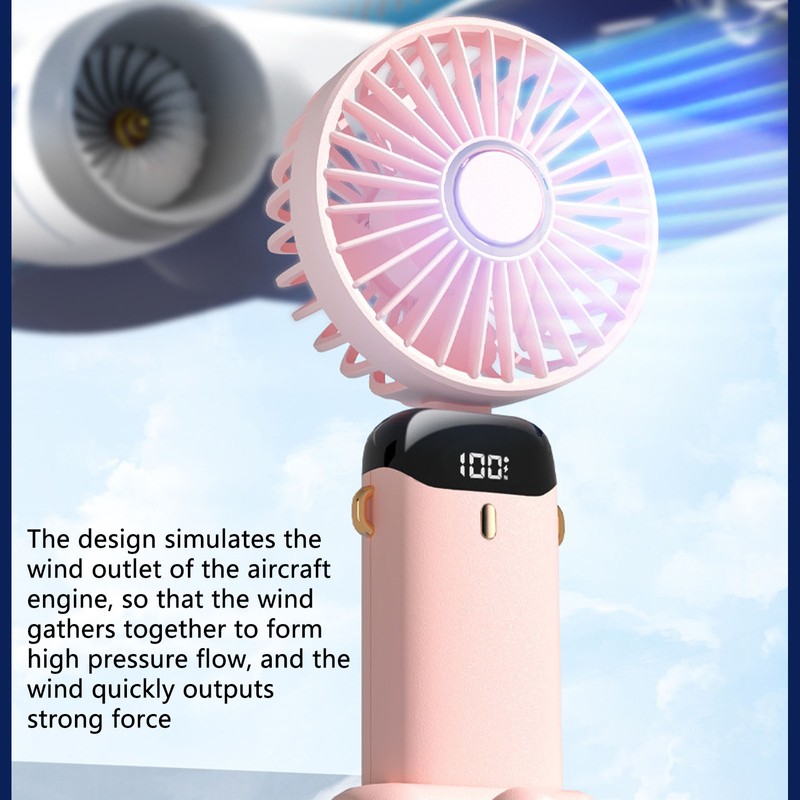 Mini Handheld Fan ABS Portable Digital Display USB Charging Foldable