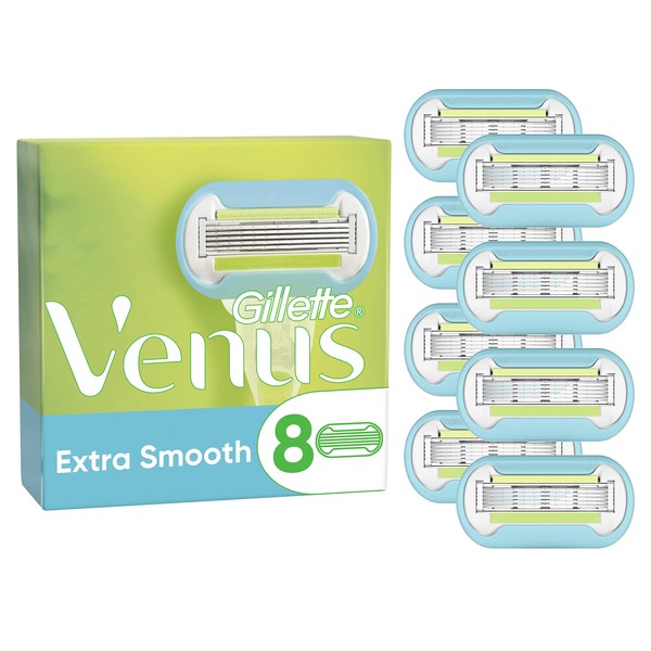 Gillette Venus Extra Smooth Women's Razor Blades, 8 Replacement Blades for Women's Razors with 5 Blades