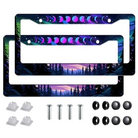 2 Pieces Moon Forest License Plate Frames for Women, Purple Decorative Car Accessories