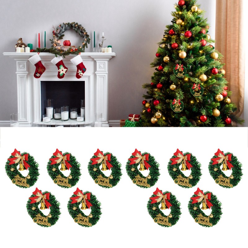 10PCS Dollhouse Christmas Wreaths Simulation Plastic Garland Model for 1/12