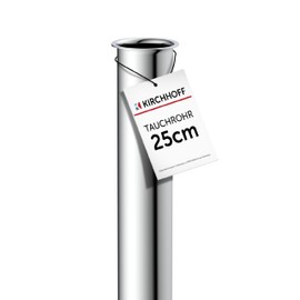 Kirchhoff 98848118 Immersion Pipe for Siphon 25 cm Chrome, Pipe Extension 250 mm for Bottle Siphon and Tube Siphon, 1 1/4 Inch, Extra Long Additional Pipe for Sink Drain, Stainless Steel Drain